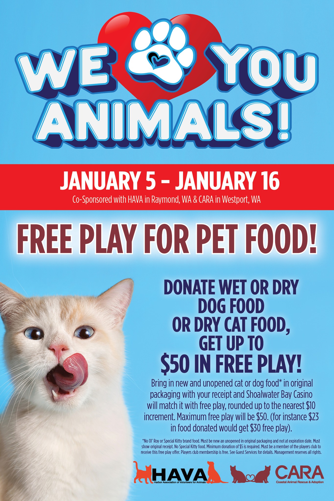Shoalwater Bay Casino Pet Food Drive Flyer